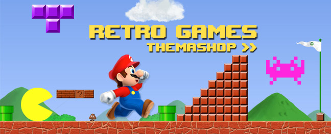 Nieuw! Retro Games Themashop. Met producten van o.a. Super Mario, Tetris en Pac-Man